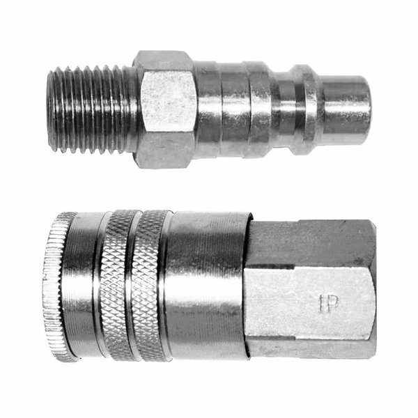 Interstate Pneumatics 3/8 Inch Industrial Coupler and Plug (CPH641 & CH640) CKH6